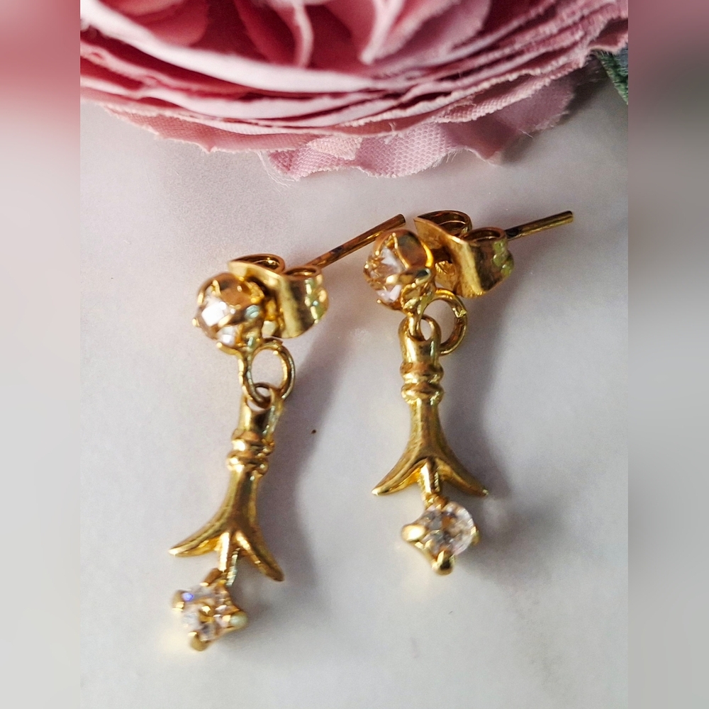 Vintage 80s ✨️🌷Golden Blossom Dangle Earrings